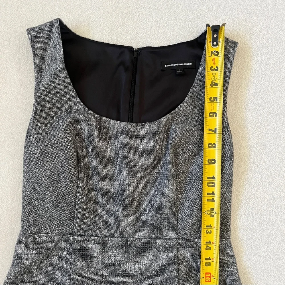 Express Design Studio Gray Tweed Sleeveless Scoop Neck Sheath Wool Dress EUC 4 - Picture 12 of 16